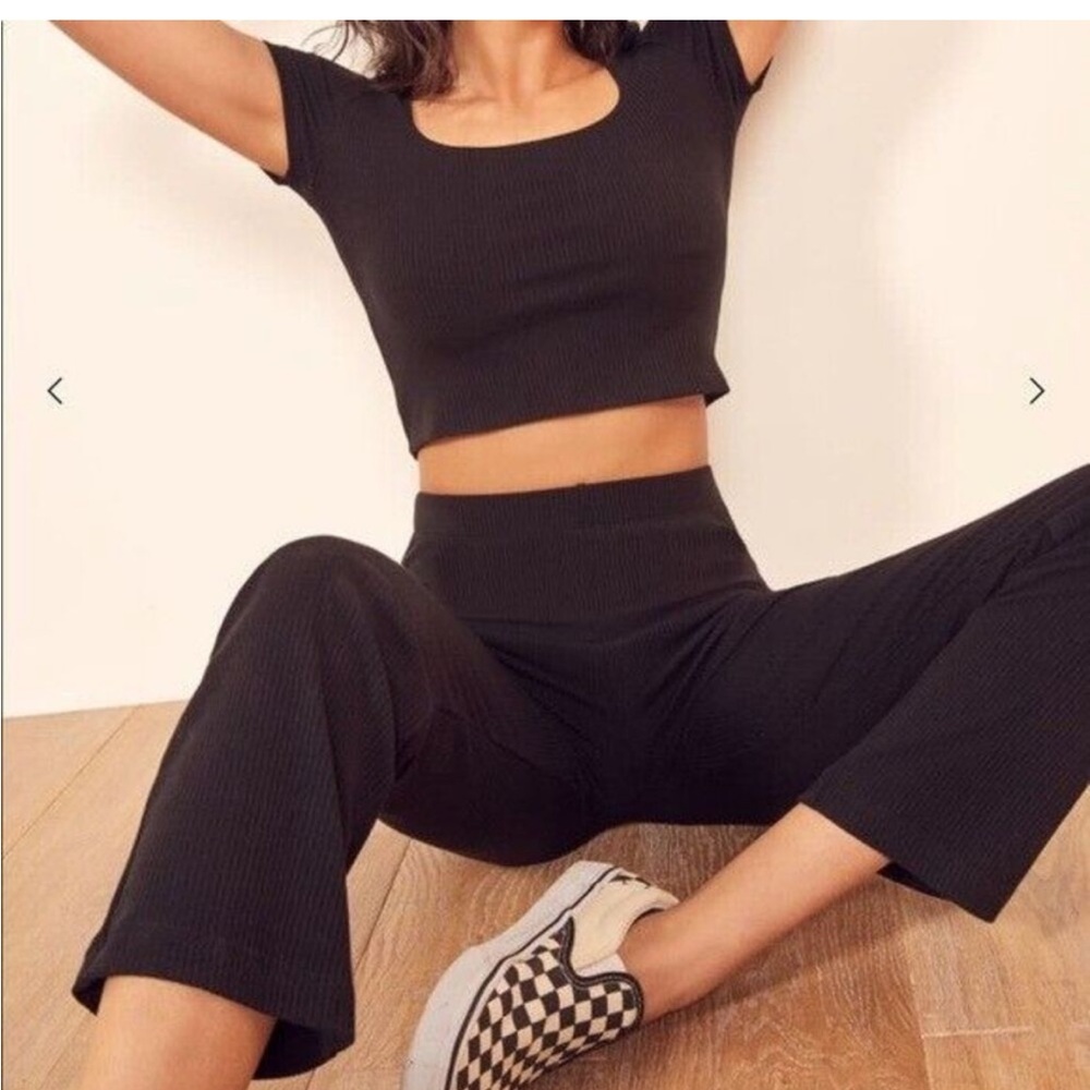 Reformation Navy Ribbed Set